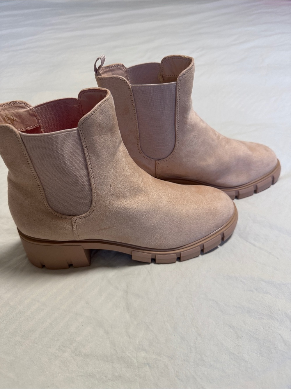 Women's Suede Chelsea Ankle Boots in Blush Pink